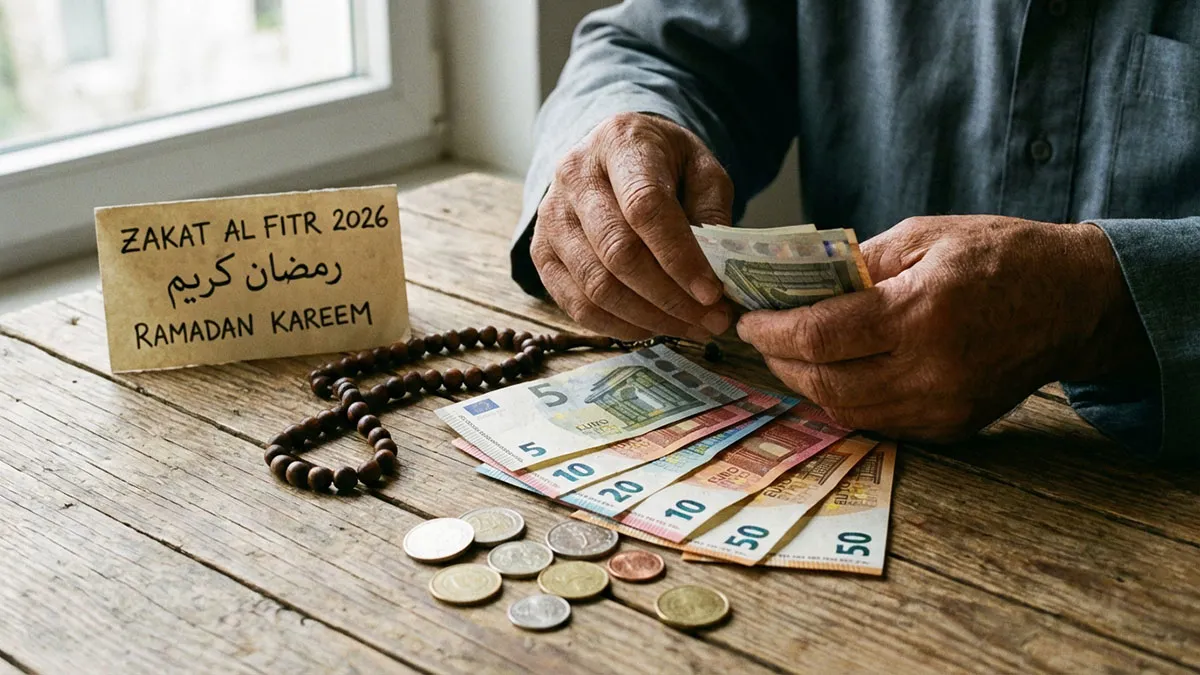Pièces de monnaie et billets pour le montant de la Zakat al Fitr 2026