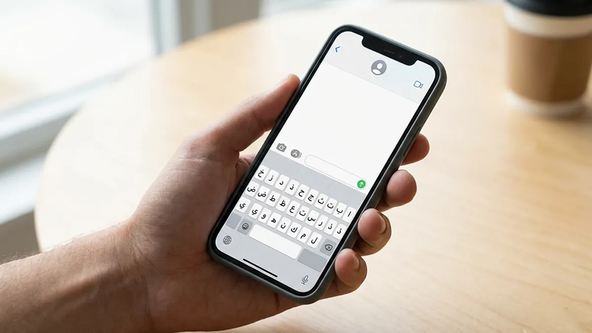 Clavier arabe sur iPhone ou Android avec bascule rapide entre langues.