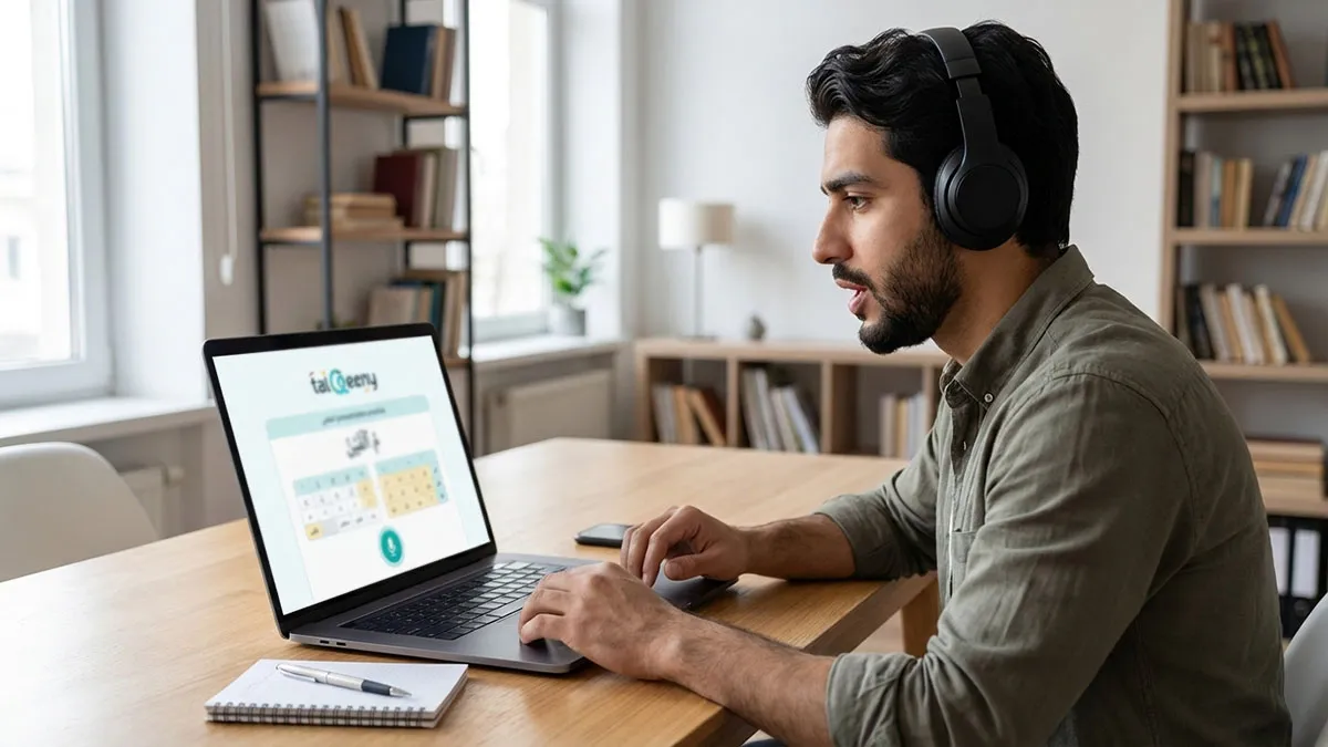 Homme suivant un cours en ligne pour les invocations du matin