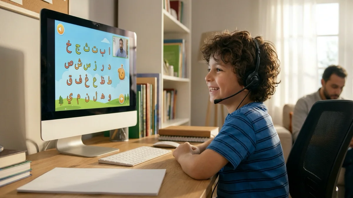 Enfant en cours en ligne pour parler l'arabe littéraire pour débutant