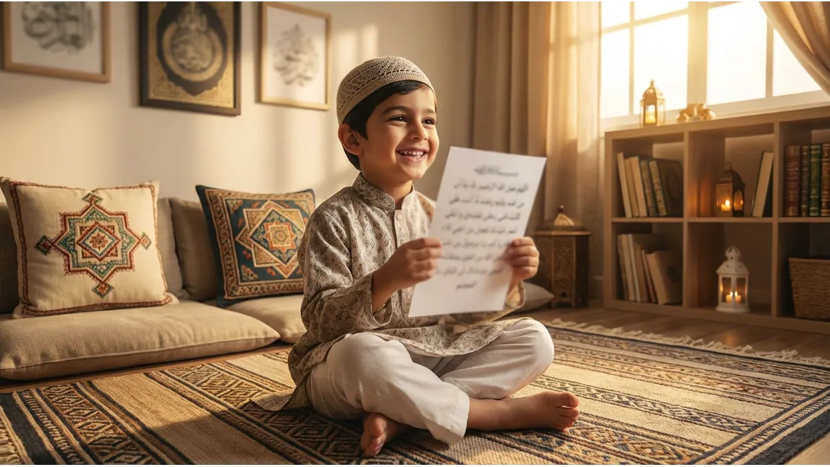 Un enfant apprenant par cœur les 30 verbes arabes courants