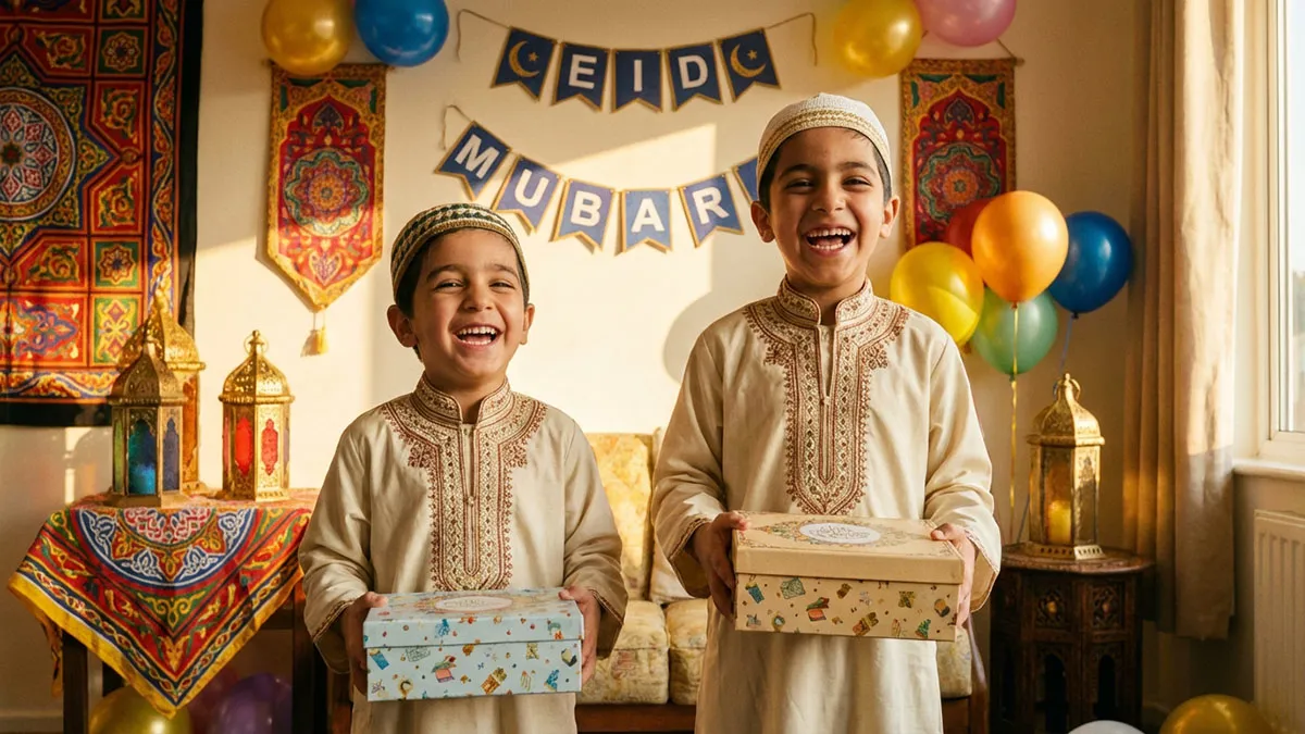 Petits garçons célébrant les traditions de Eid al-Fitr