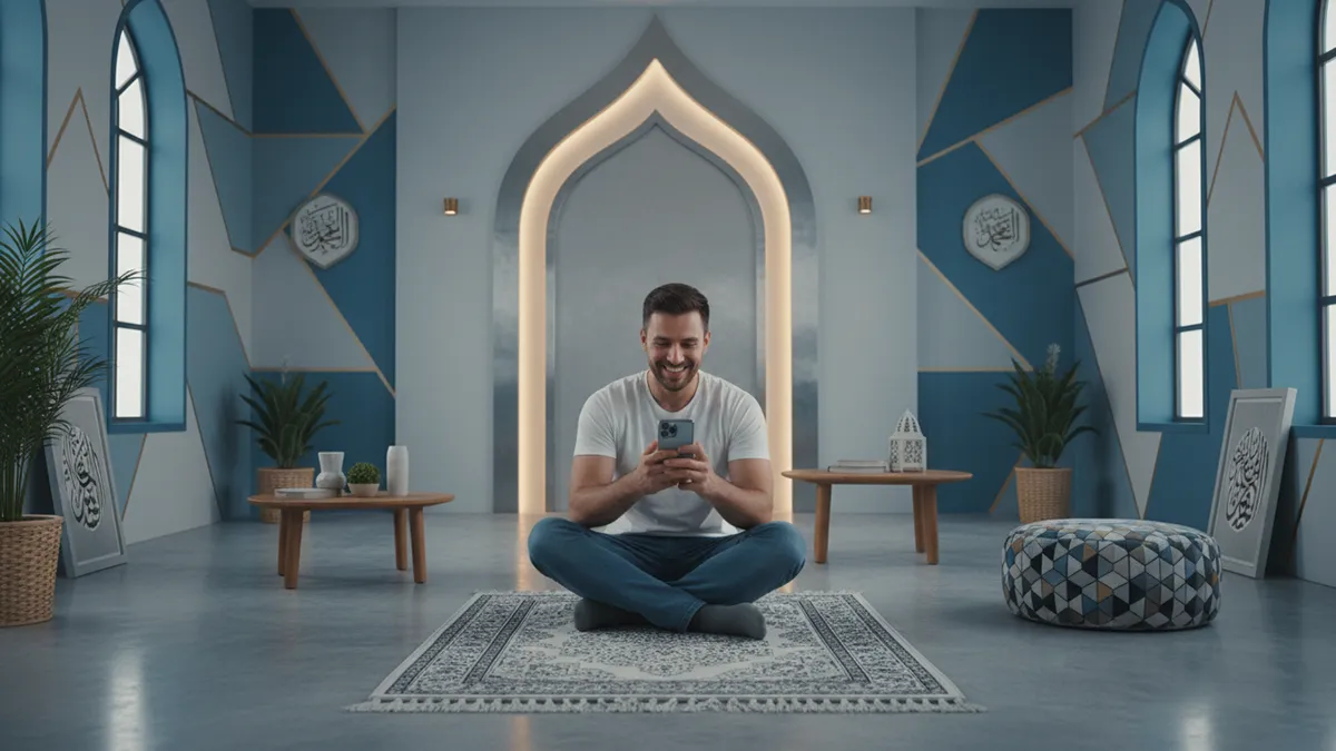 Un homme utilisant son smartphone pour envoyer des vœux