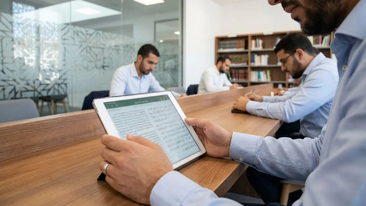 Texte bilingue des invocations du matin sur une tablette