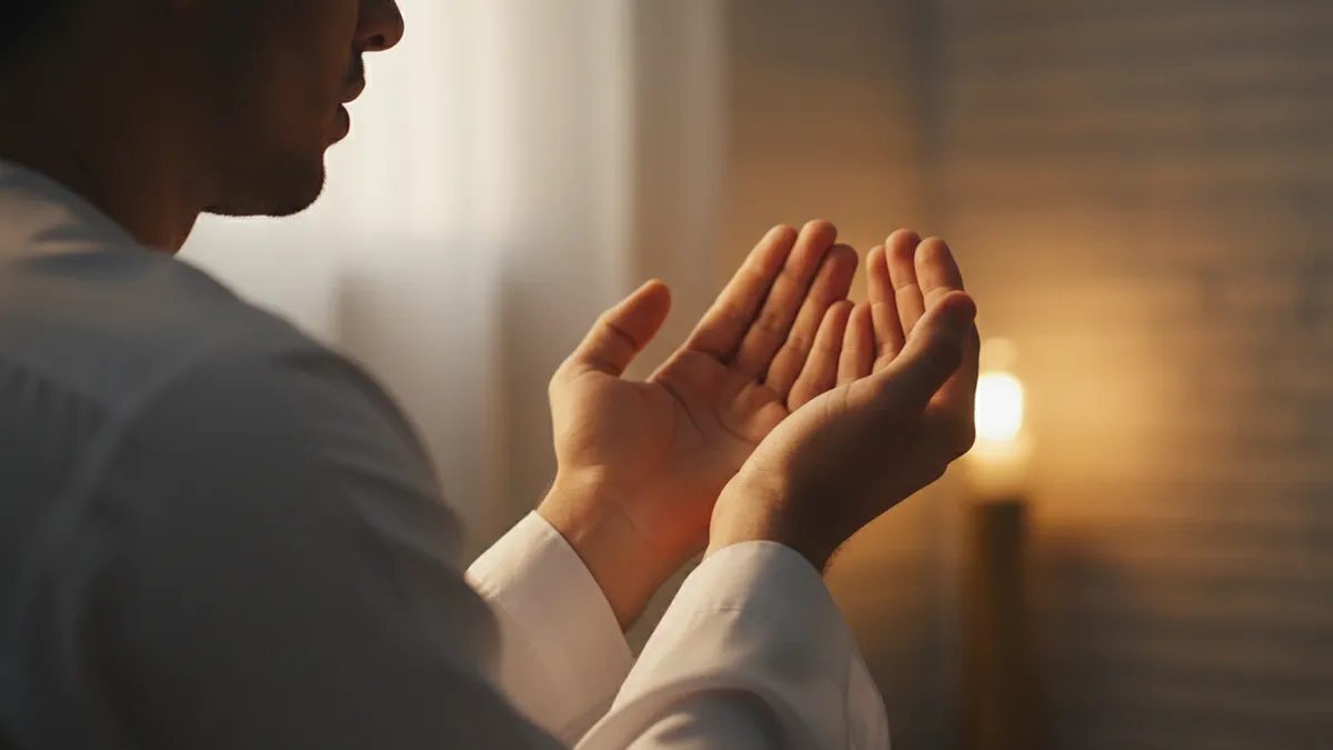 Homme faisant des invocations pour Laylat al-Qadr