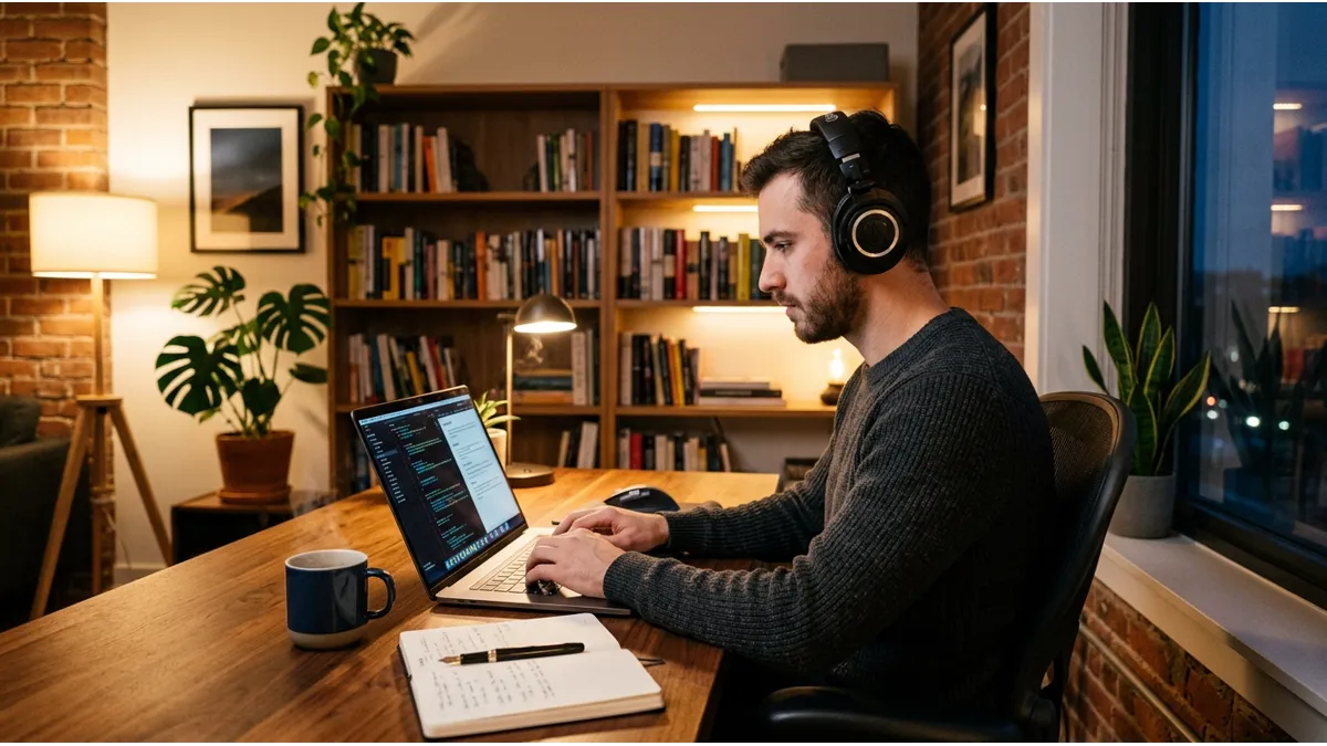 Un homme avec un casque écoutant des cours sur les jours de la semaine en arabe