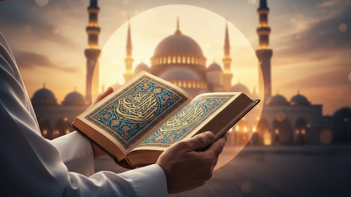 Calligraphie arabe tenue par un homme