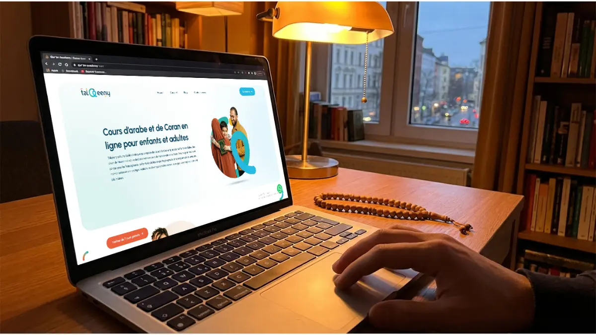 Utiliser la plateforme Talqeeny pour apprendre le Coran en ligne pour nouveaux musulmans.