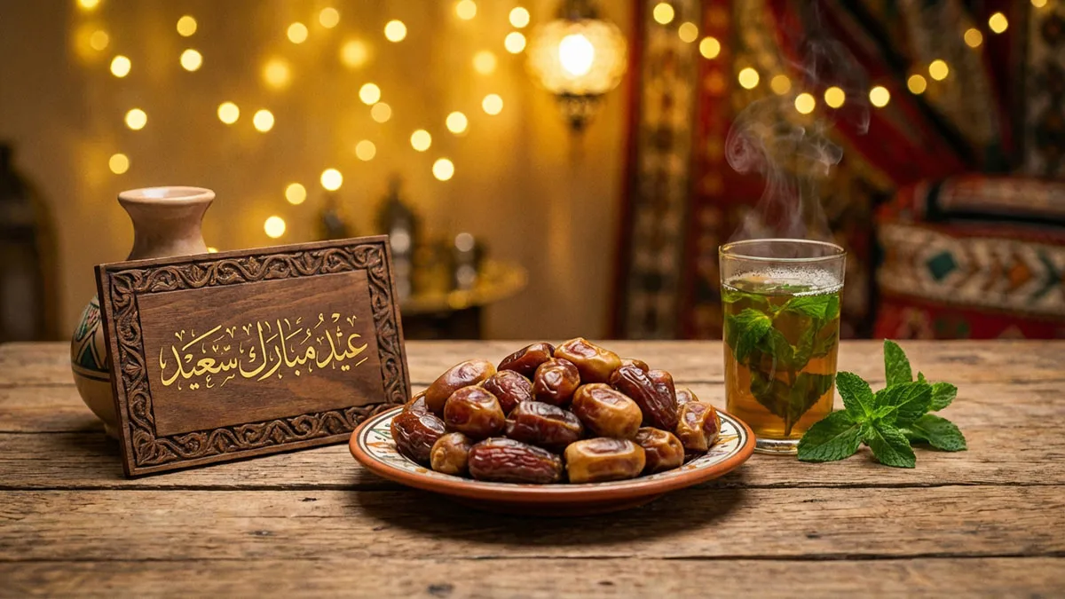 Décoration traditionnelle et dattes pour la fête de Eid al-Fitr