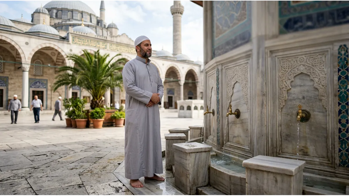 Représentation visuelle des trois formes de purification pour savoir comment faire les ablutions.