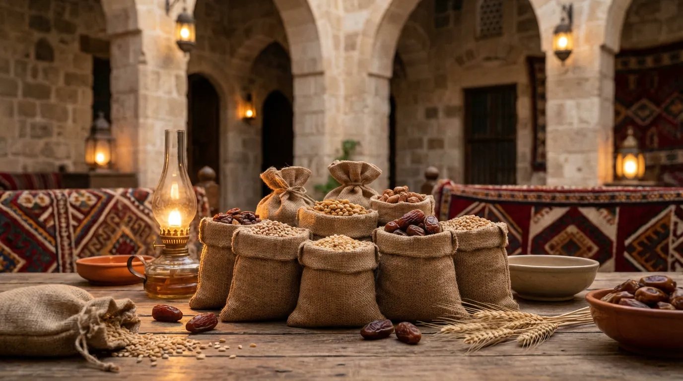 Sacs de grains pour la Zakat al-Fitr afin de bien finir Ramadan.