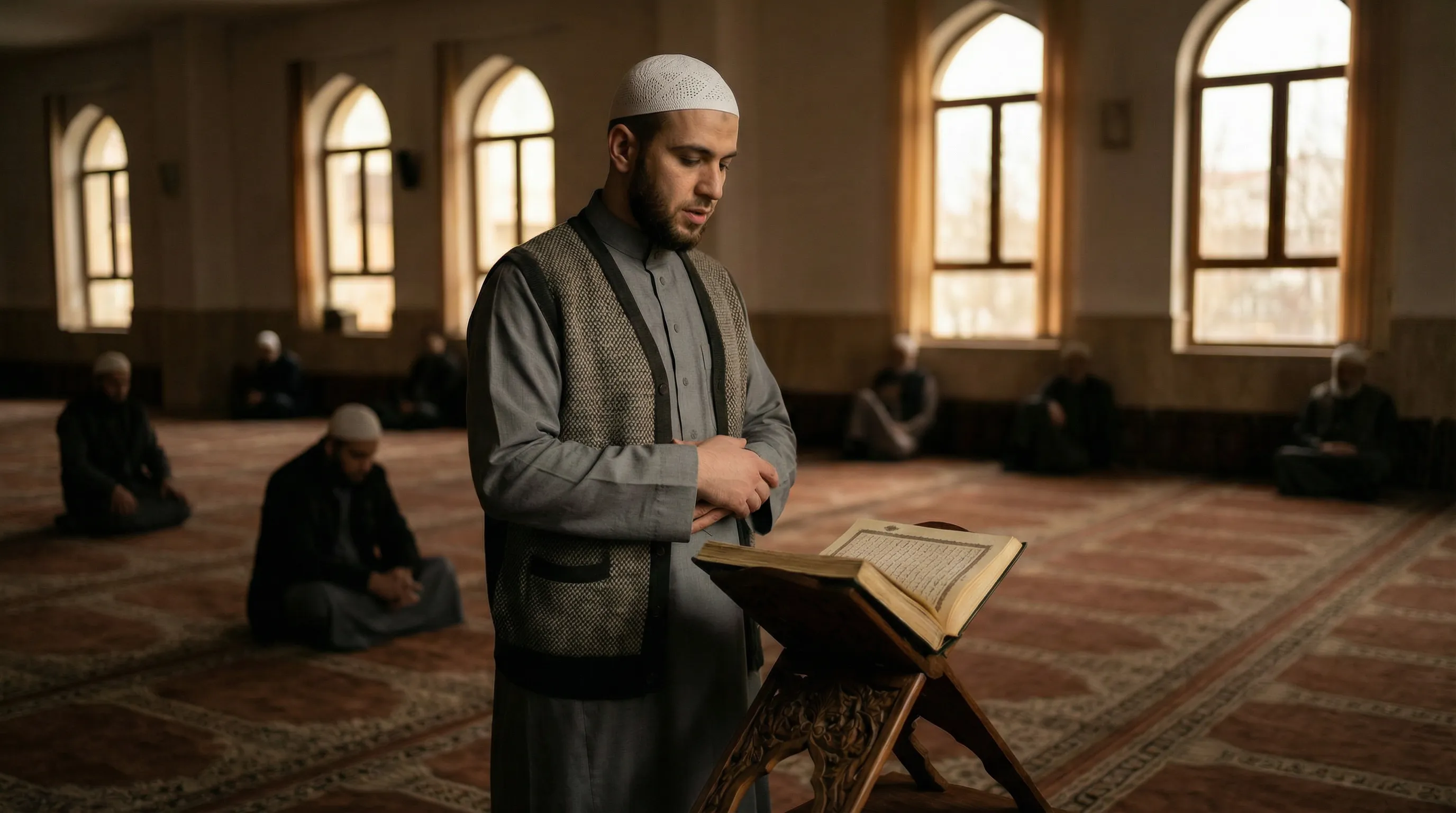 Qari récitant du Coran avec respect du tajwid et de la récitation