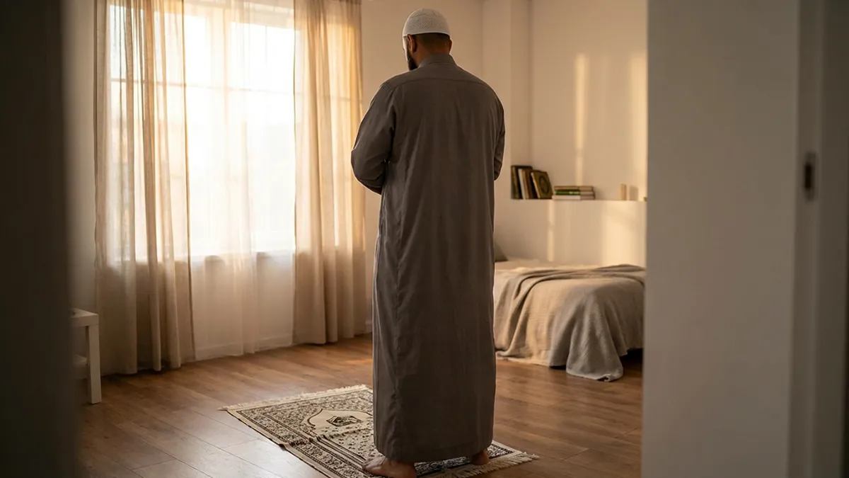 Salat Istikhara : prière de consultation avec tapis de prière et Coran ouvert